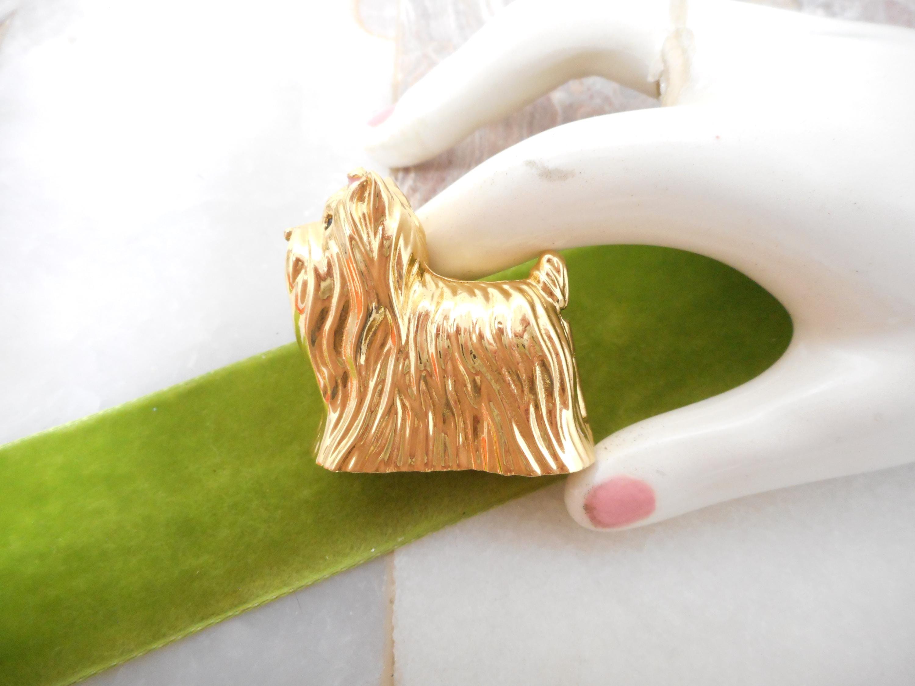 Vintage ESTEE LAUDER Perfume Compact Pill Box Yorkie Terrier Dog