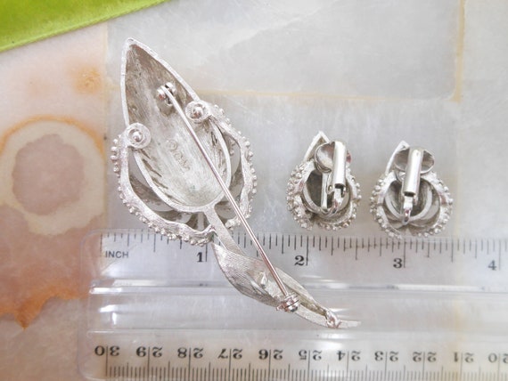 Vintage CORO Pegasus Flower Set Brooch Earrings D… - image 9