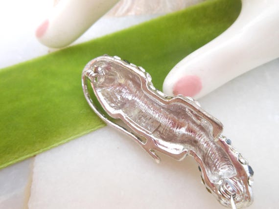 Vintage KJL Panther Brooch Crystal Rhinestone Cat… - image 4