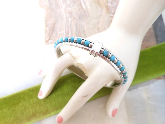 Vintage MILOR ITALY Bracelet Bangle Turquoise Tin… - image 1