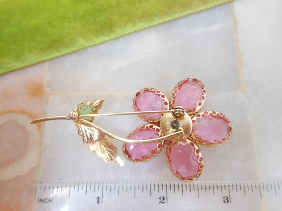 Vintage Flower Pink Brooch Crystal Rhinestone Ope… - image 7