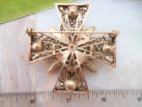 Vintage EMMONS Maltese Cross Brooch Designer Pin … - image 8