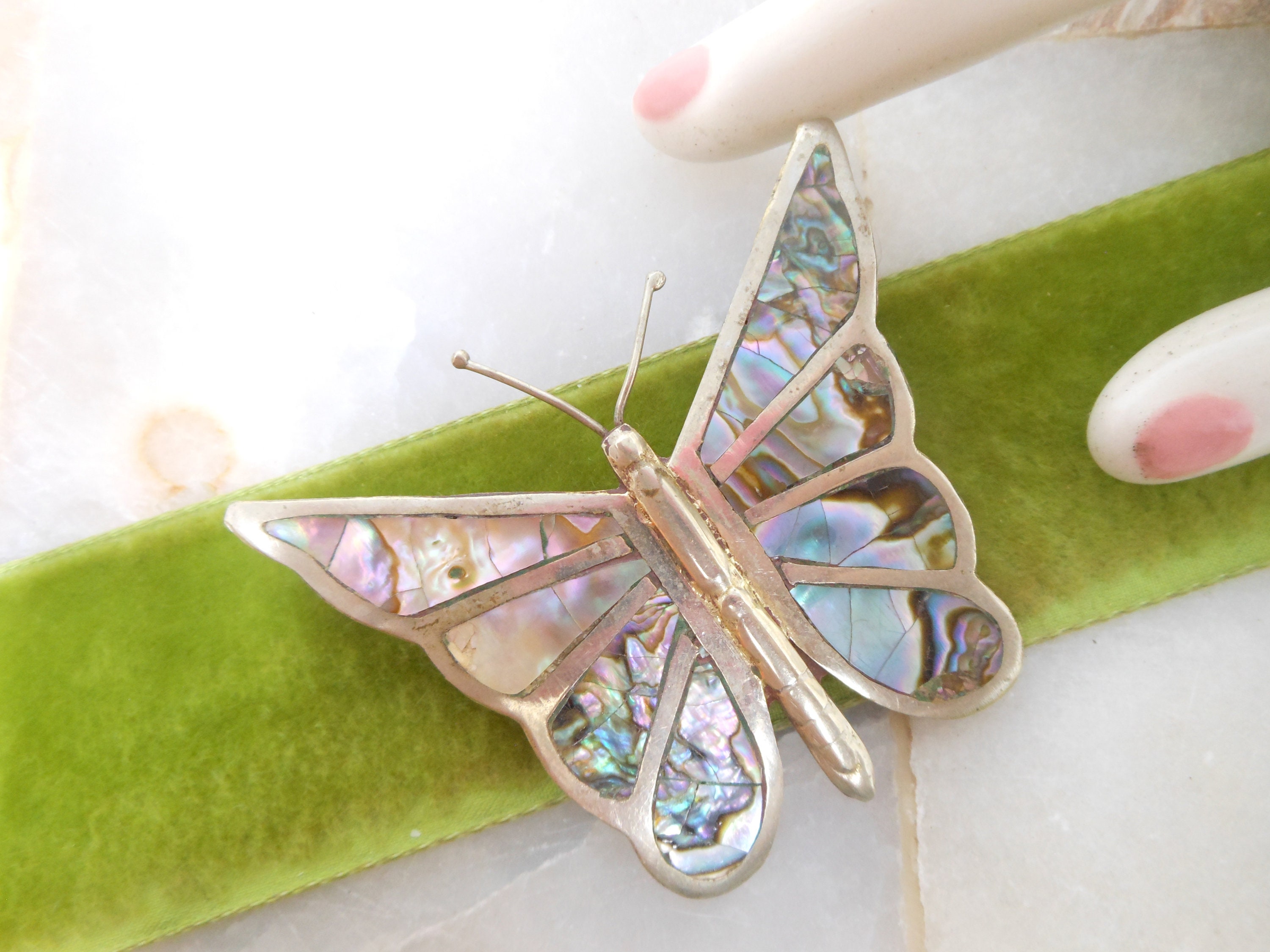 Abalone Shell Butterfly Brooch Pin Sterling Silver Vintage – The Jewelry  Lady's Store