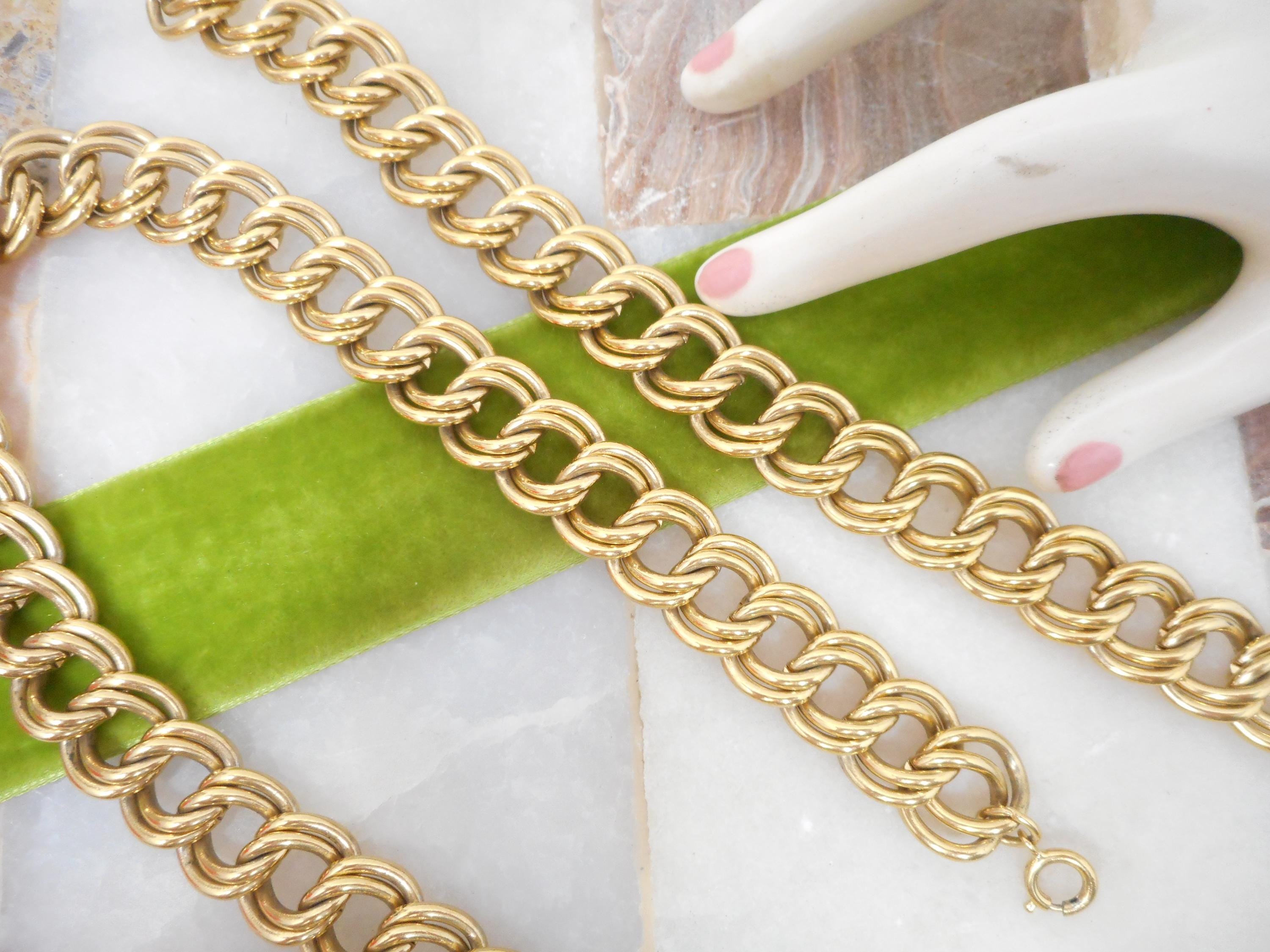 Trifari Vintage Goldtone Double Chain Eye Medallion Adjustable Link Belt Vintage 1970s Braided Metal Medallion Belt | 38” Authentic  main image 4