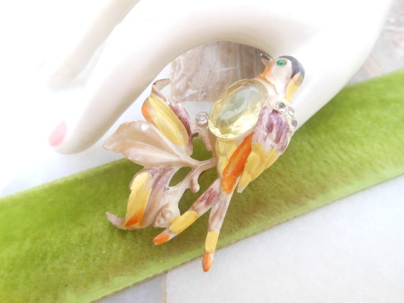 Vintage Bird Jelly Belly Brooch Celluloid Pin Old… - image 4