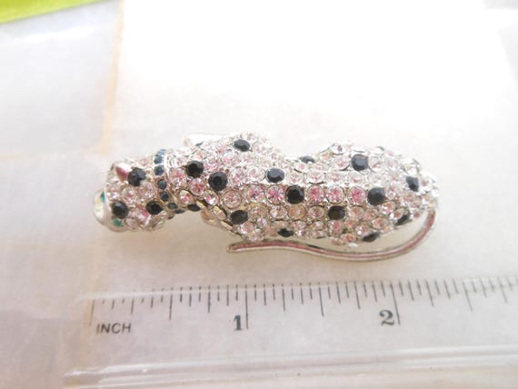 Vintage KJL Panther Brooch Crystal Rhinestone Cat… - image 7