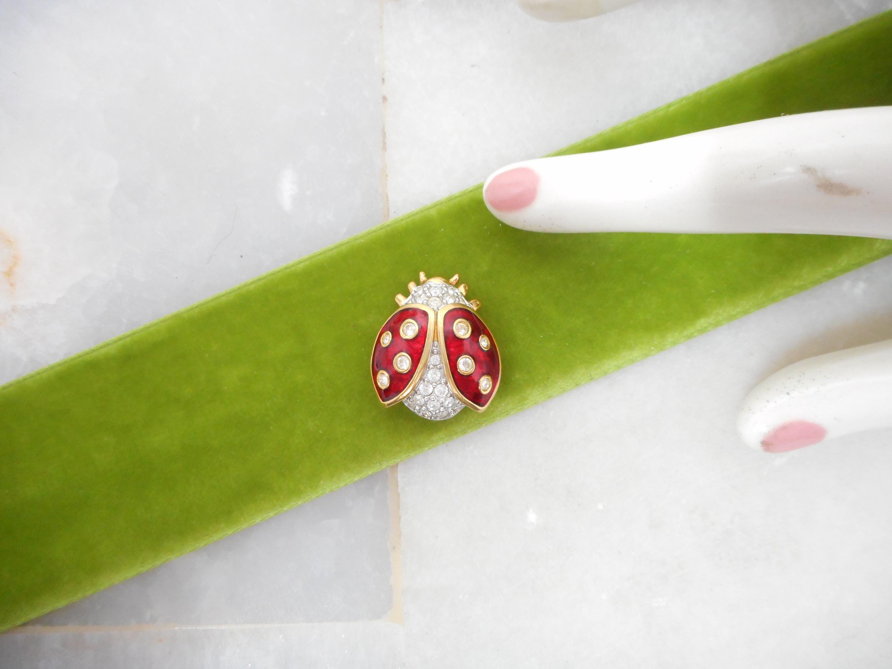 Designer Bee Brooch Pin Gorgeous Red and White Crystal Gemstones NEW! Red Crystal Bee Pin - Etsy main image 2