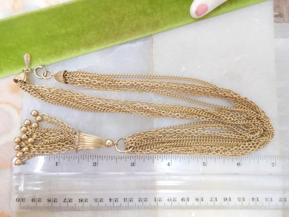 Vintage MARVELLA Pendant Necklace Fringe Chain Ta… - image 6