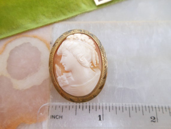 Vintage  Cameo Pin Brooch Pendant Carved Shell Vi… - image 10