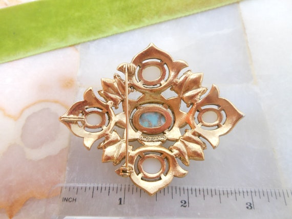 Vintage SARAH COVENTRY Pearly Brooch Faux Turquoi… - image 7
