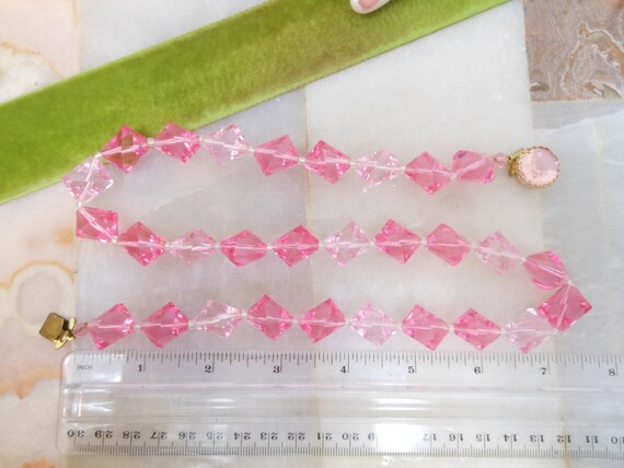 Vintage WEST GERMANY Pink Necklace Lucite Bead Mo… - image 8