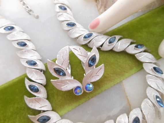 Vintage Earrings - Kramer 1950s Blue Rhinestone Earrings