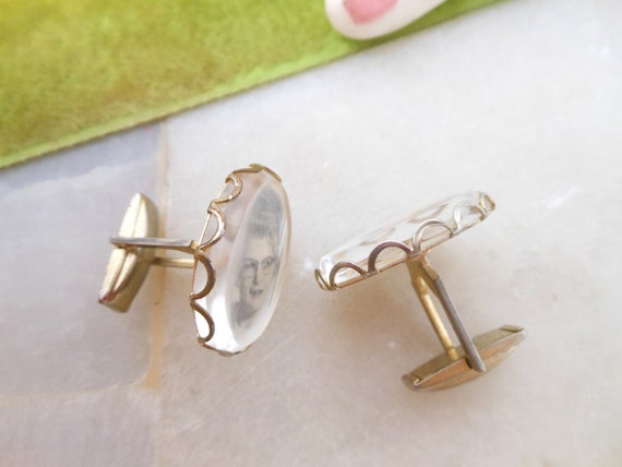 Vintage Your Mom Photo Cuff Links Lucite Groom Be… - image 4