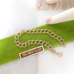 Vintage Gold Fill Link Bracelet GF 1/20 12KT Goldfilled Starter Charm Chain Mid Century Jewelry *smaller wrist* Gift, VivianJoel.com