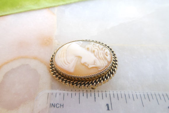 Vintage CATAMORE Cameo Brooch Pin Gold Fill GF De… - image 8