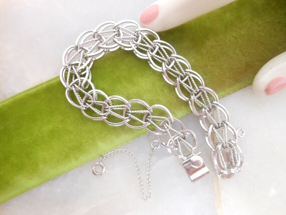 Vintage STERLING SILVER Chain Bracelet Double Link JB Designer