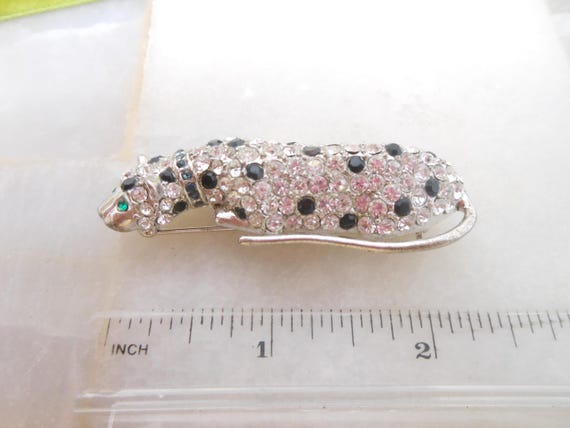 Vintage KJL Panther Brooch Crystal Rhinestone Cat… - image 8