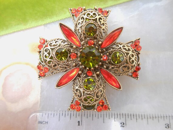 Vintage EMMONS Maltese Cross Brooch Designer Pin … - image 5