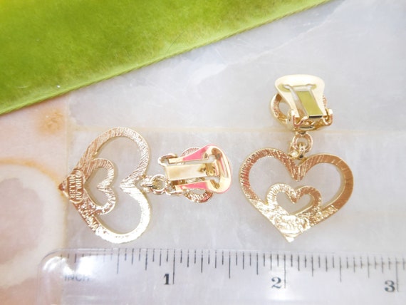 Vintage NOLAN MILLER Heart Earrings Rhinestone Cl… - image 6