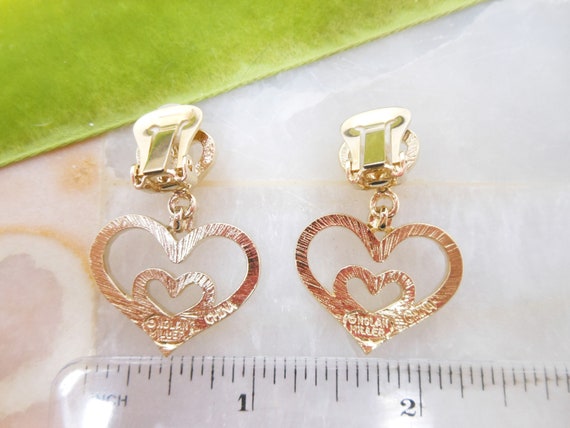 Vintage NOLAN MILLER Heart Earrings Rhinestone Cl… - image 7
