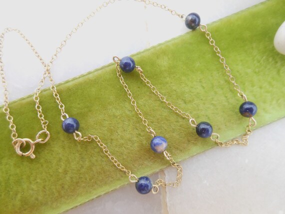 Vintage Gold Fill Blue Gemstone Necklace Collar P… - image 4