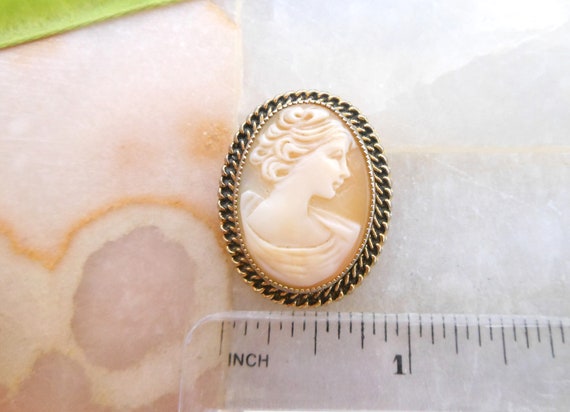Vintage CATAMORE Cameo Brooch Pin Gold Fill GF De… - image 7