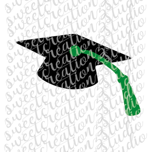 Graduation Cap/Mortar Board  with Green Tassel Design - svg, png, silhouette, cameo, cricut