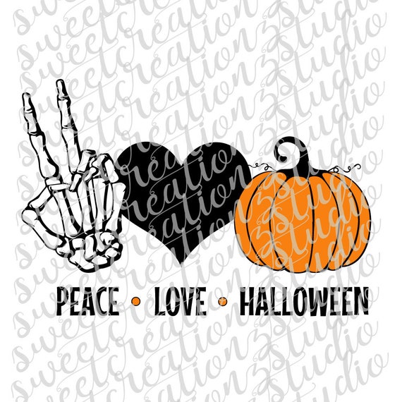 Halloween Peace Love and Pumpkins with Dots Design Svg - Etsy