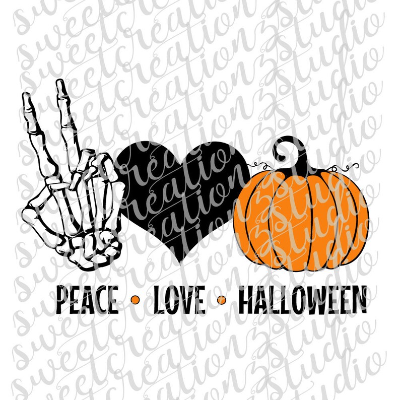 Halloween Peace Love and Pumpkins with Dots Design Svg Etsy