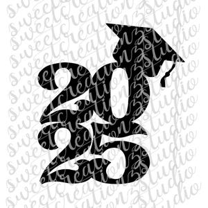 Diseño apilado de sombrero de graduación/tablero de mortero 2025 - svg, png, silueta, cameo, cricut