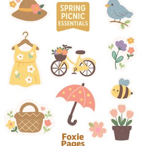 Spring Picnic Essentials – Foxie Pages Sticker Sheet