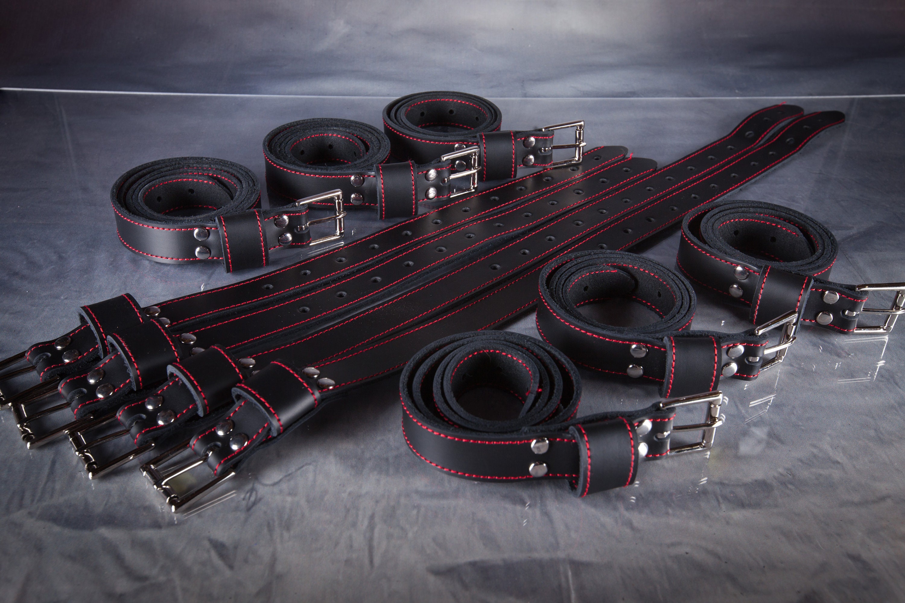 10 Piece Leather Bondage Straps Set / Bondage Belts