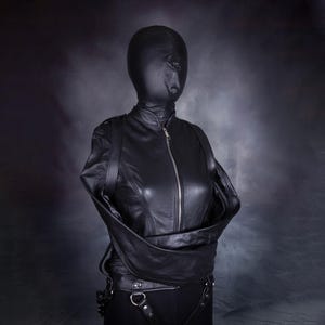 Gerade Lederjacke mit Spitzenrücken