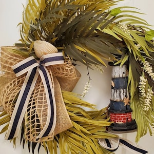 Beach wreath. Door wreath. Lighthouse decor. Nautical wreath for door. Seaside wreath, ocean