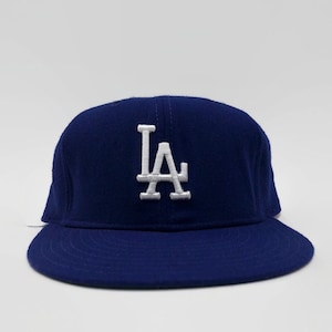 Los Angeles Dodgers Authentic MLB New Era Fitted Leather Sweatband Baseball Hat Size 7 Circa 1970s-1980s