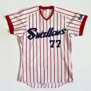 Yakult Swallows Kunio Fukutomi Game Used NPB Baseball Jersey Circa