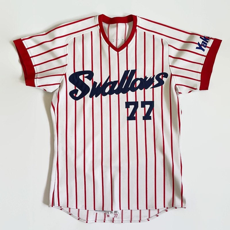 Yakult Swallows Kunio Fukutomi Game Used NPB Baseball Jersey Circa 1990s