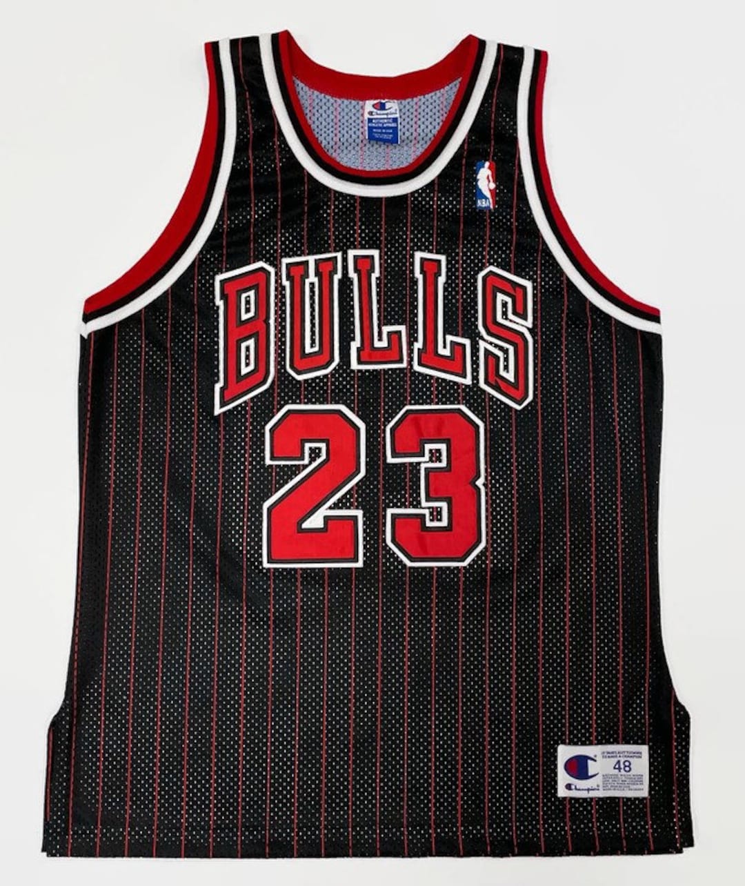 90's Michael Jordan Chicago Bulls Champion Black Alternate NBA Jersey Size  44 Large – Rare VNTG