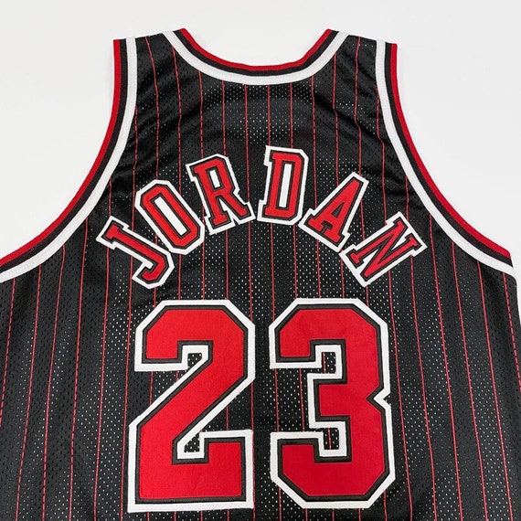 VTG Team Nike Chicago Bulls #23 Michael Jordan Jersey Black Red Striped Sz  52