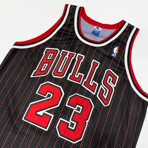 VTG Team Nike Chicago Bulls #23 Michael Jordan Jersey Black Red Striped Sz  52