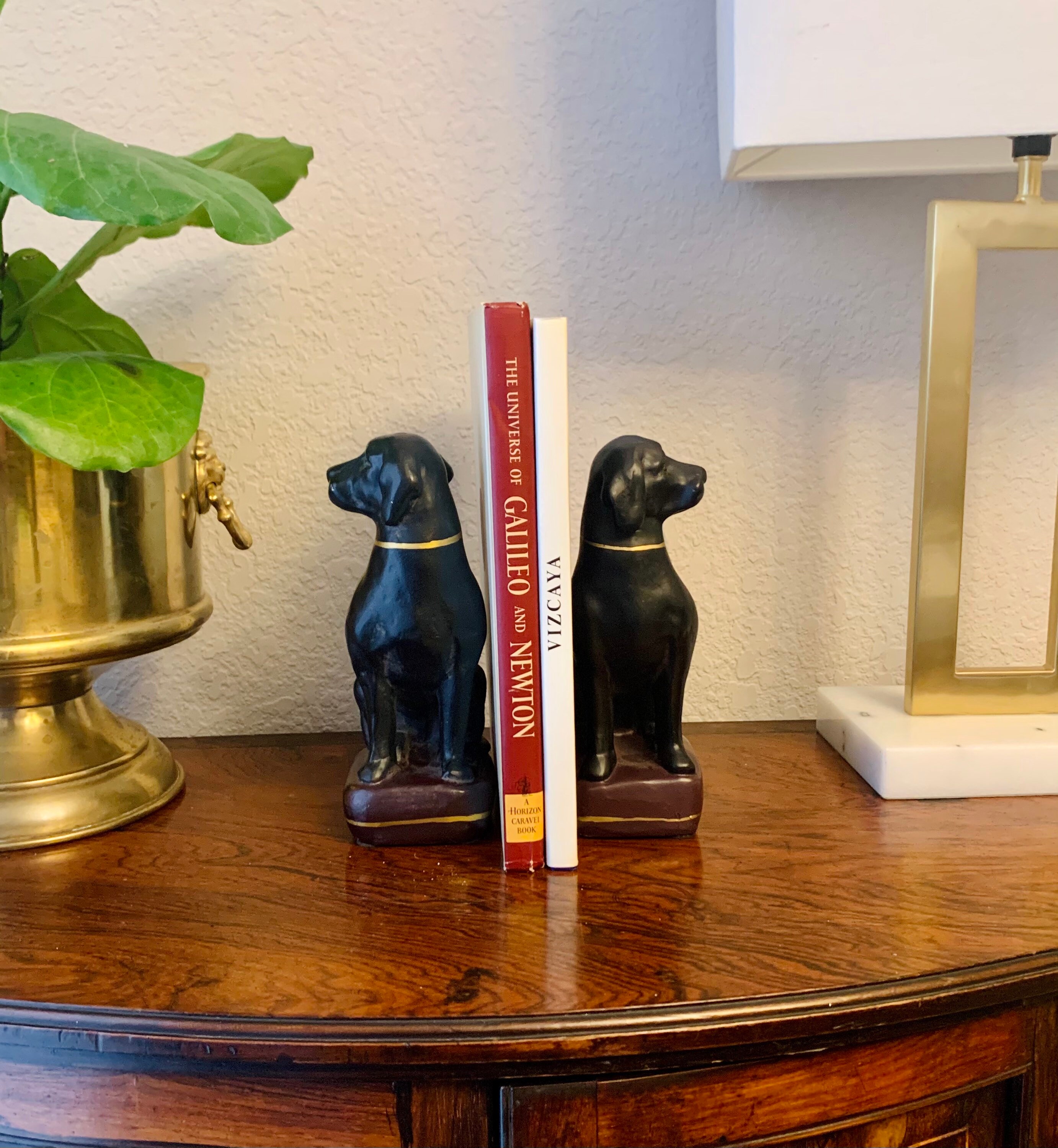 Vintage Solid Black And Gold Lab Dog Labrador Bookends Etsy