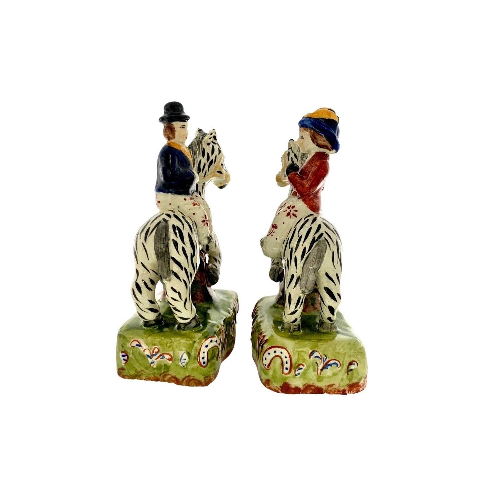 Couple Ride on Zebra Horse Figurine Staffordshire Style Statue - Etsy