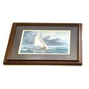 Vintage Sailboat Art Print: Signed & Numbered, Framed Nautical Decor