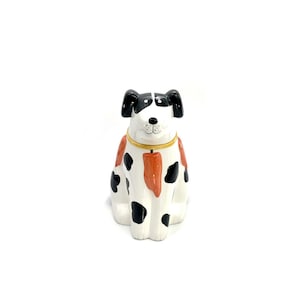 Dog Lidded Cookie Jar Vintage Black & White with Orange Pepper Design