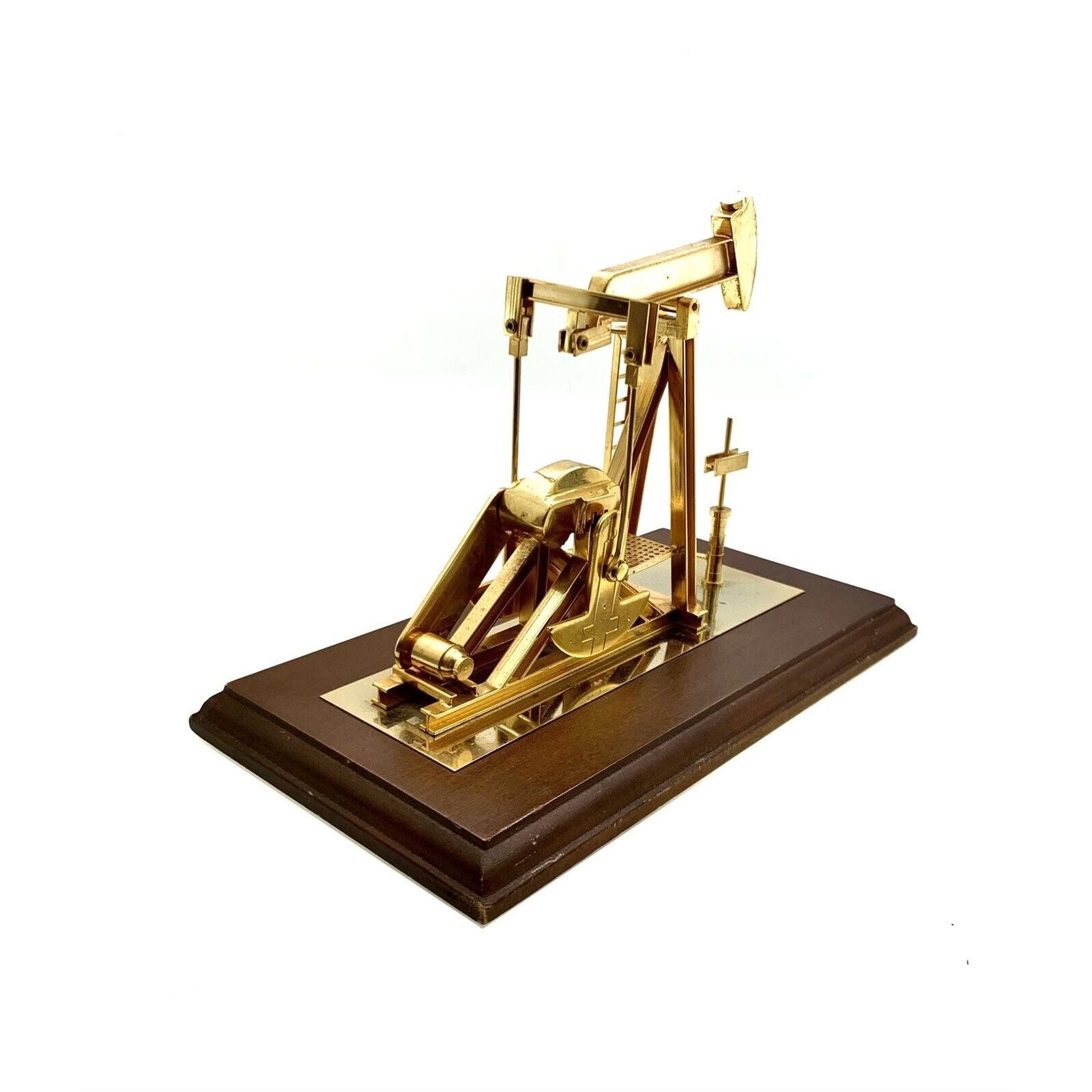 Oil Pump Model Brass on Wooden Base Vintage Replica Oil & Gas Etsy