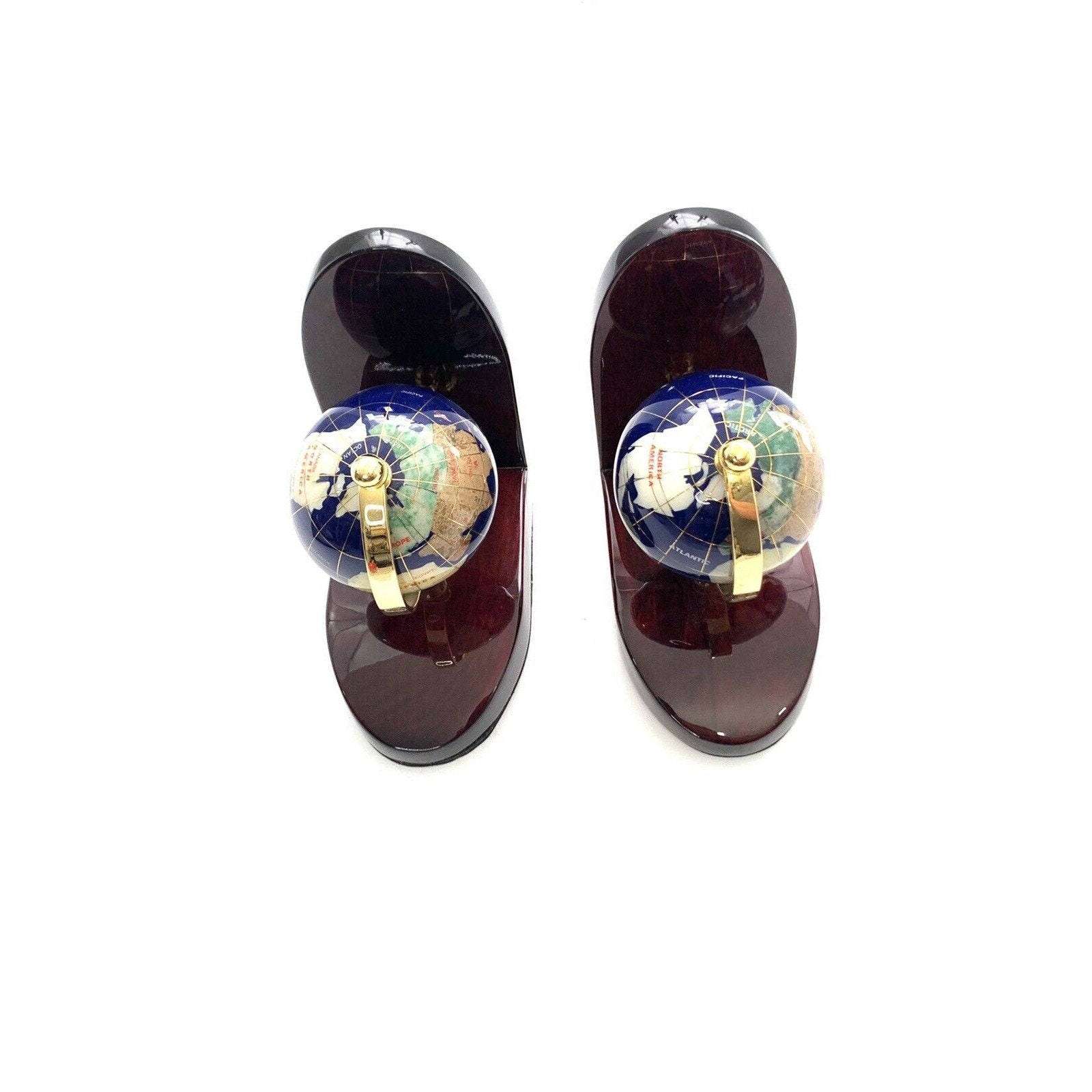Bookend World Globe Gemstones Semi Precious Stones Classic Etsy