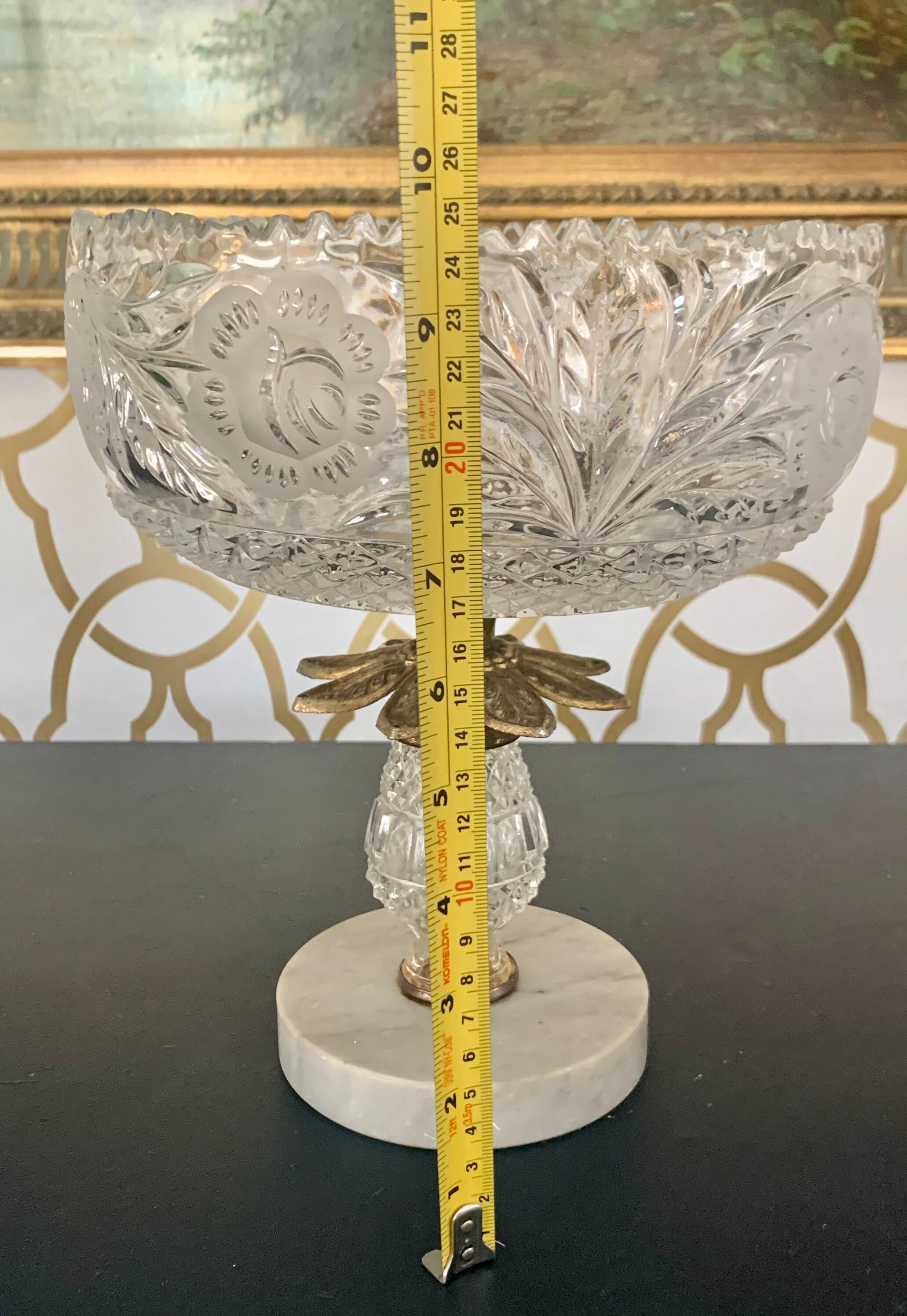 Beautiful Vintage Crystal Marble and Brass Candy Dish Etsy