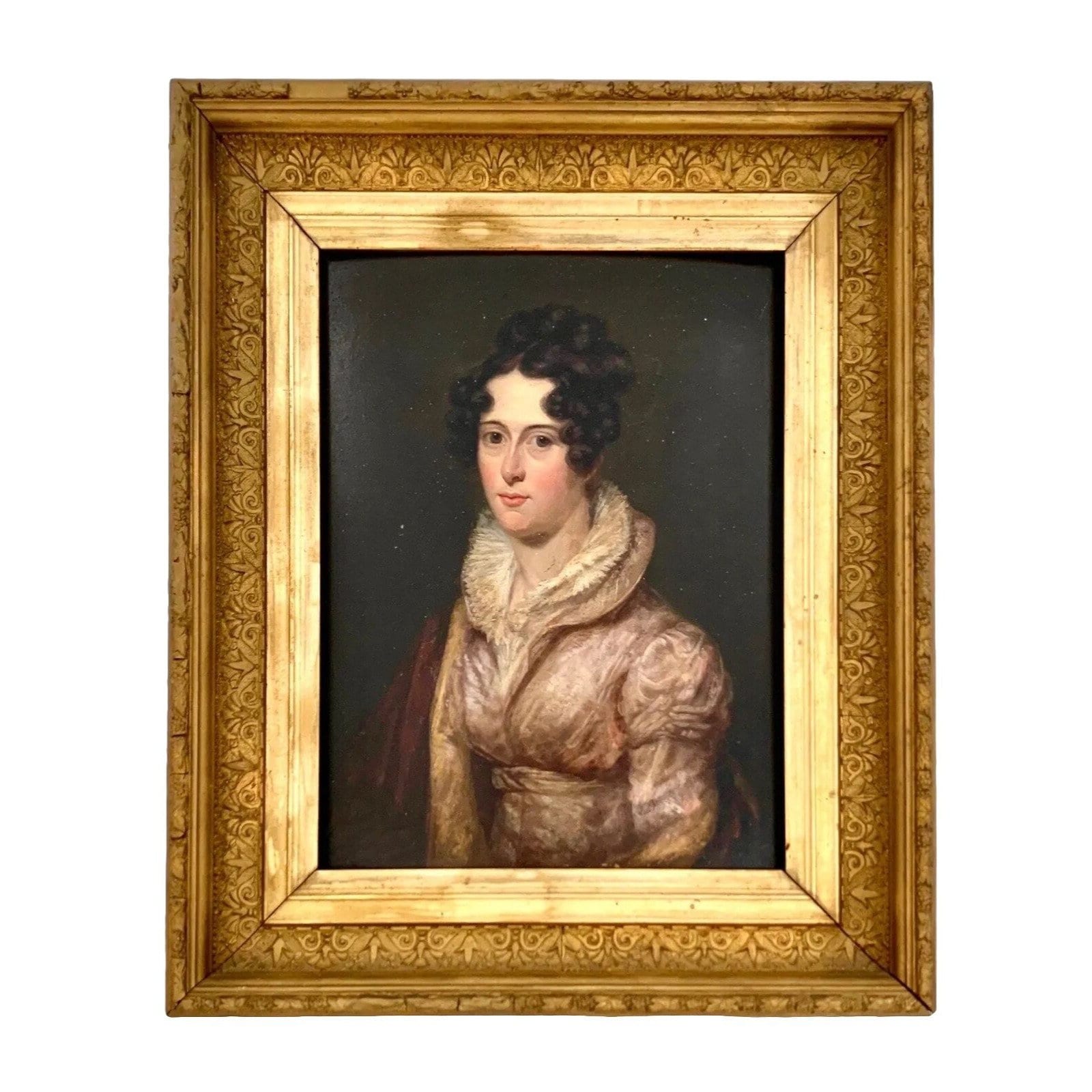 Antique Portrait Painting Elgant Lady Fine Art Oil on Board Classic ...