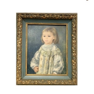 Print Portrait Adorable in White Vintage Art in Wooden Frame for Home Decor