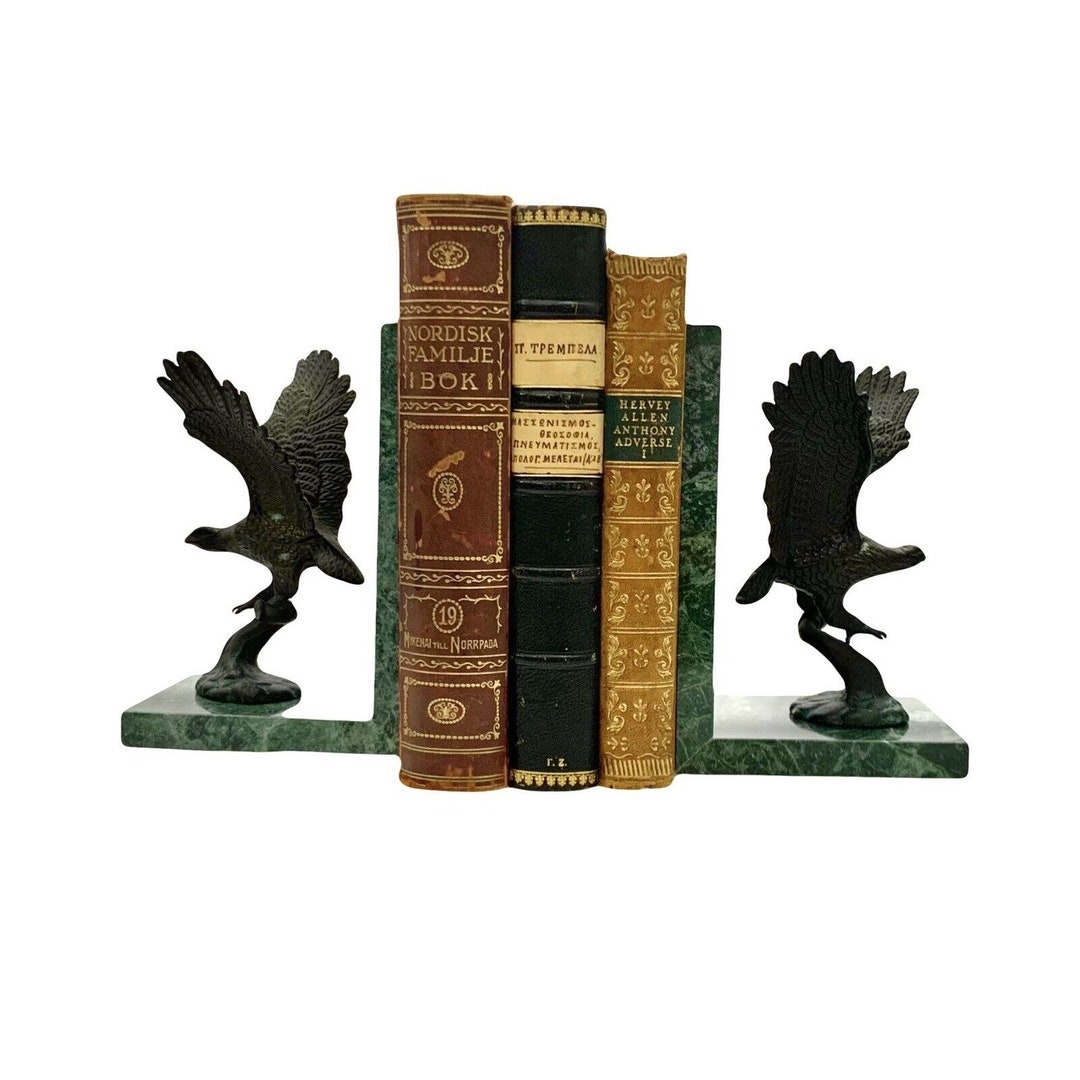 Bookends Bronze Eagles on Marble Base Vintage Office Decor Etsy